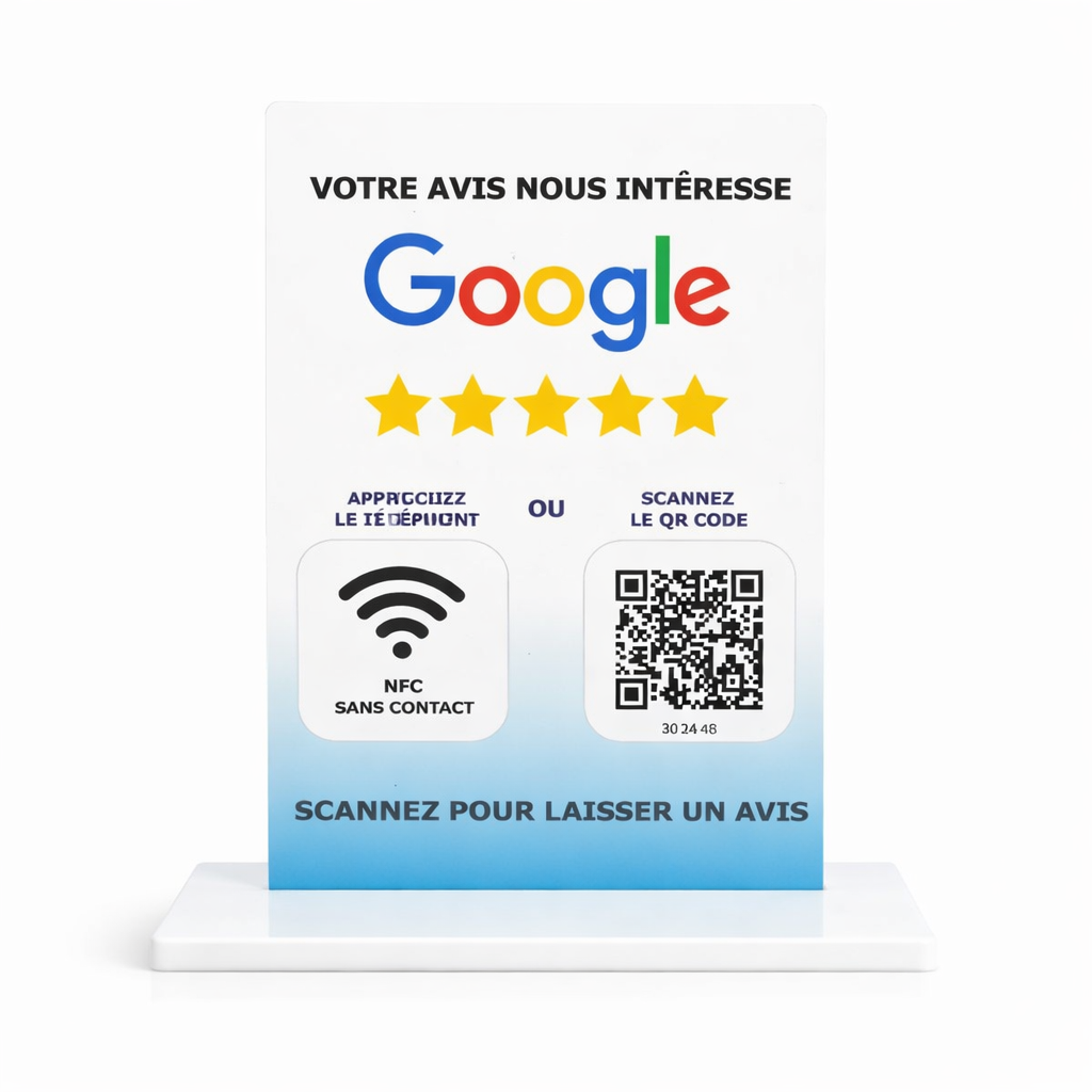 Chevalet Google avis blanc