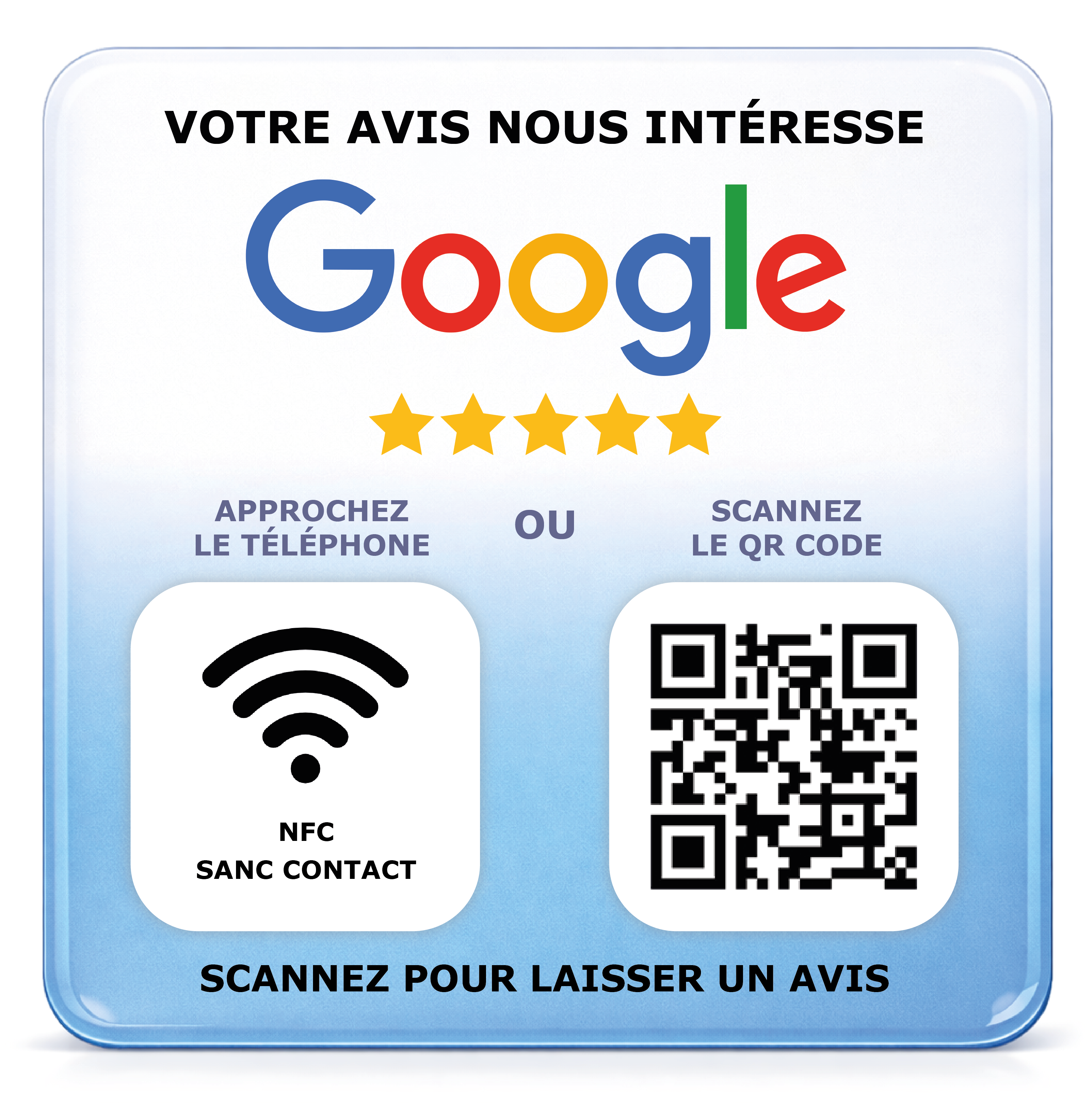 Plaque Google avis design alternatif